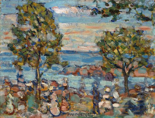 Beach Scene with Two Trees,
