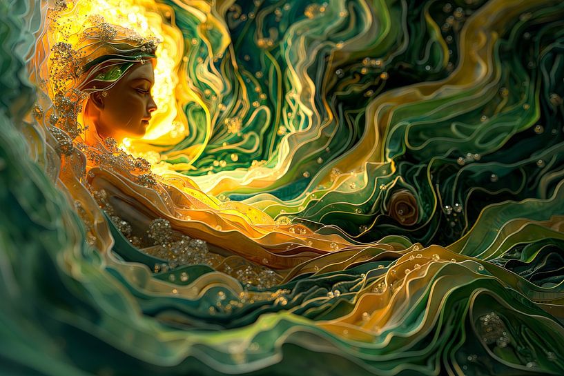 sculpture femme aux couleurs de van Gogh par Egon Zitter