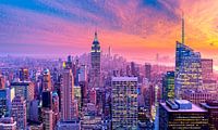 New York - Purple Skyline van Sascha Kilmer thumbnail