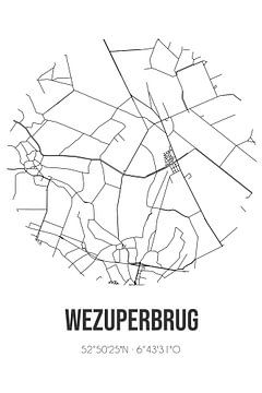 Wezuperbrug (Drenthe) | Landkaart | Zwart-wit van MijnStadsPoster
