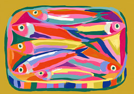 Bunte Sardinen in der Dose Illustration von Niklas Maximilian