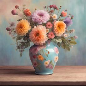 Vase with flowers pastel colour 4 by Greta Lipman