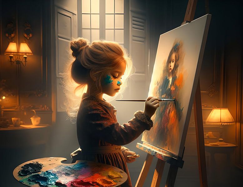 Jong meisje maakt een mooi schilderij van Eye on You