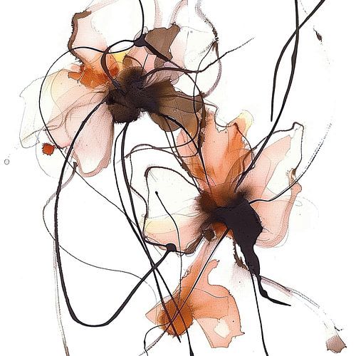 Fantaisie florale aérienne dans une composition abstraite