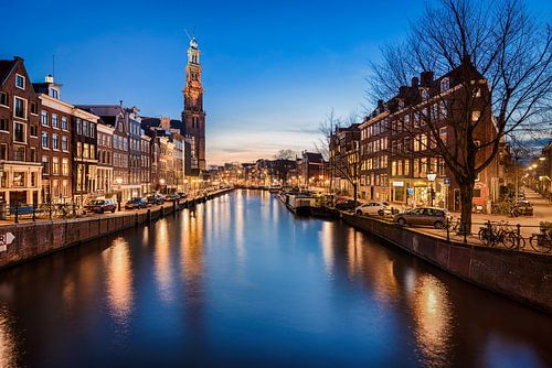 Westerkerk in Amsterdam bij nacht