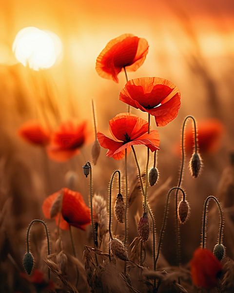 Wildblumen in der Natur zum Sonnenuntergang von fernlichtsicht