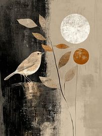 Oiseau dans le style japonais sur Japandi Art Studio