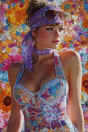 Kunst Frau mit Blumen von Egon Zitter