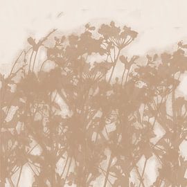 Wildblumen in zartem Braun auf Beige von Dina Dankers
