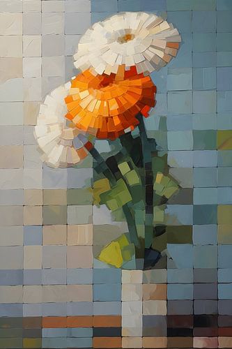 Stillleben Blumen in Pixeln