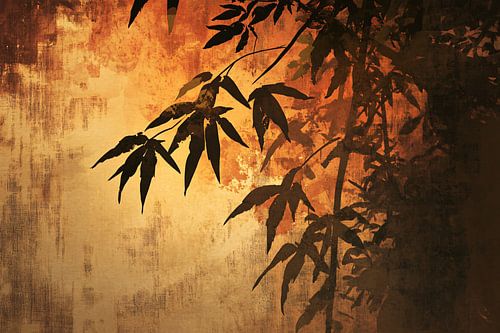 Silhouet bladeren warme achtergrond