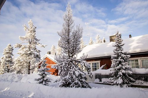 Cabin in Fins Lapland in een dik pak sneeuw