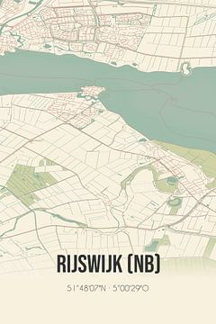 Vintage map of Rijswijk (NB) (North Brabant) by Rezona
