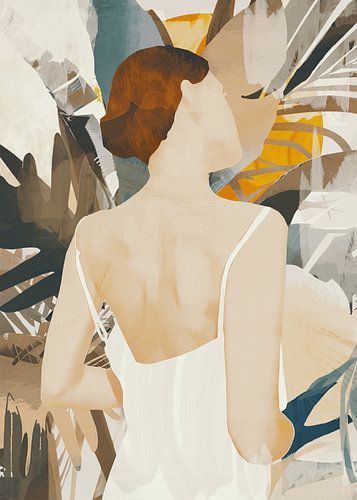 Darstellung einer Frau in einem weißen Kleid