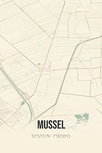 Vieille carte de Mussel (Groningen) sur Rezona
