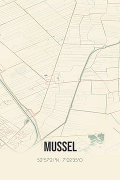 Vintage landkaart van Mussel (Groningen) van MijnStadsPoster