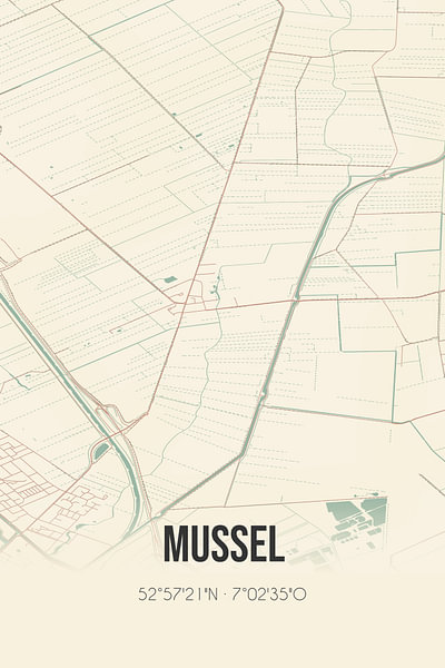 Vintage map of Mussel (Groningen) by MyCityPoster on canvas, poster ...