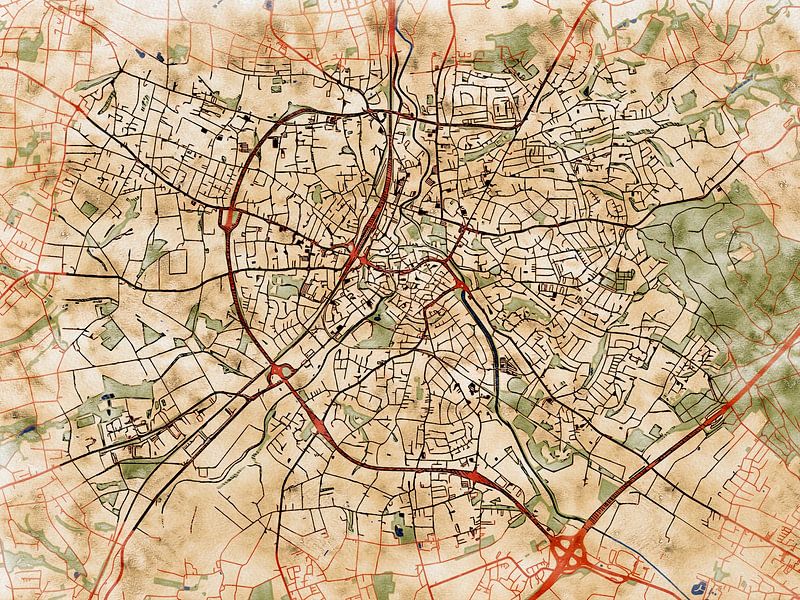 Map of Herford with the style 'Serene Summer' by Maporia