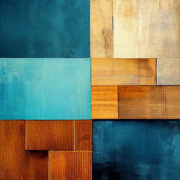 Refreshing Horizon in aqua, blue and brown by Color Square