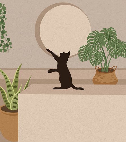 Minimal Art Katze auf Tisch