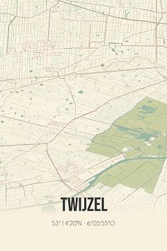 Vieille carte de Twijzel (Fryslan) sur Rezona