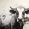 Monochrome Meditatie: Een Nederlandse Koe van Emil Husstege