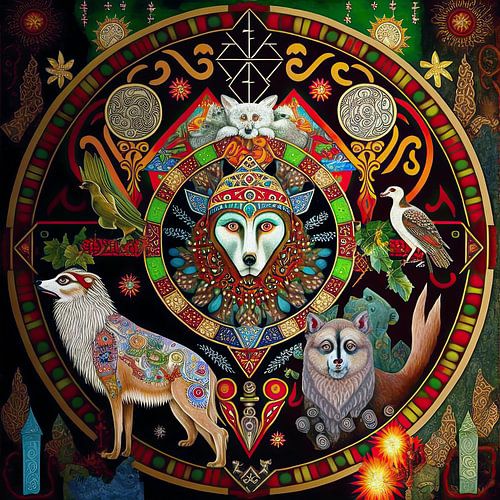 Folkloristische spirituele dieren