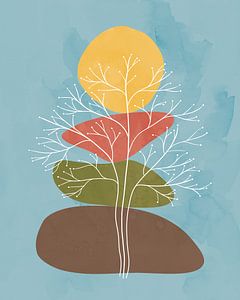 Abstract summer landscape with a tree