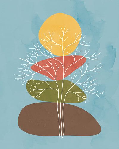 Abstract summer landscape with a tree by Tanja Udelhofen