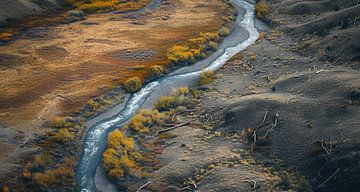 Herfst bij de IJslandse rivier van fernlichtsicht