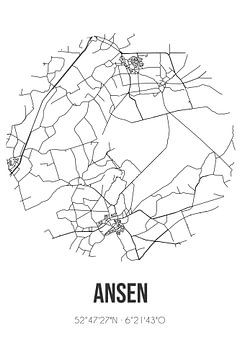 Ansen (Drenthe) | Karte | Schwarz und weiß von Rezona