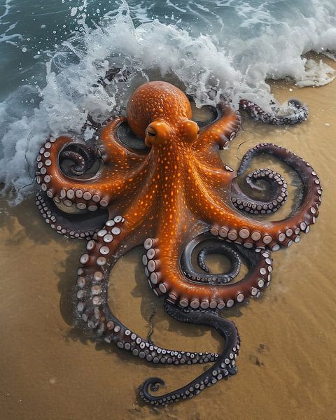 Inktvis op het strand van fernlichtsicht