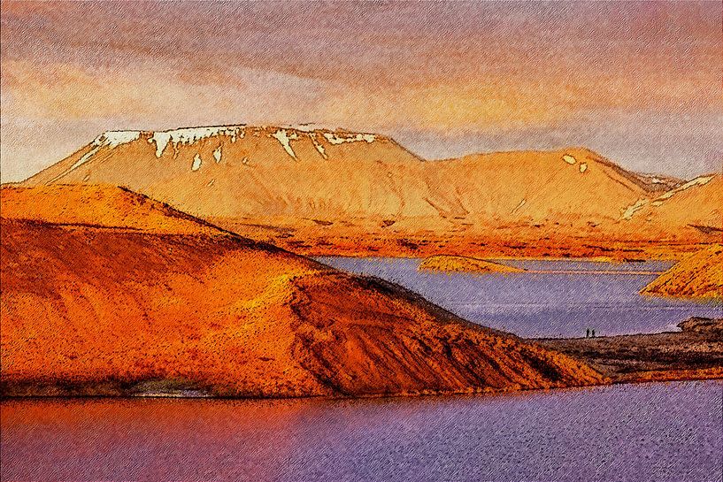 Het gouden uur bij Skútustaðir van Frans Blok - foto's, kunst en andere wanddecoratie