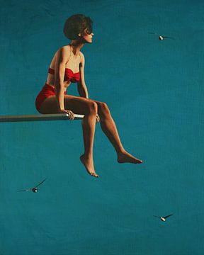 Een vrouw zittend op een duikplank van Jan Keteleer
