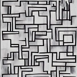 Doolhof zwart wit grijs van Renato Daub