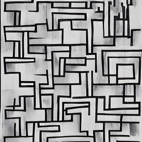 Labyrinth schwarz weiß grau von Renato Daub