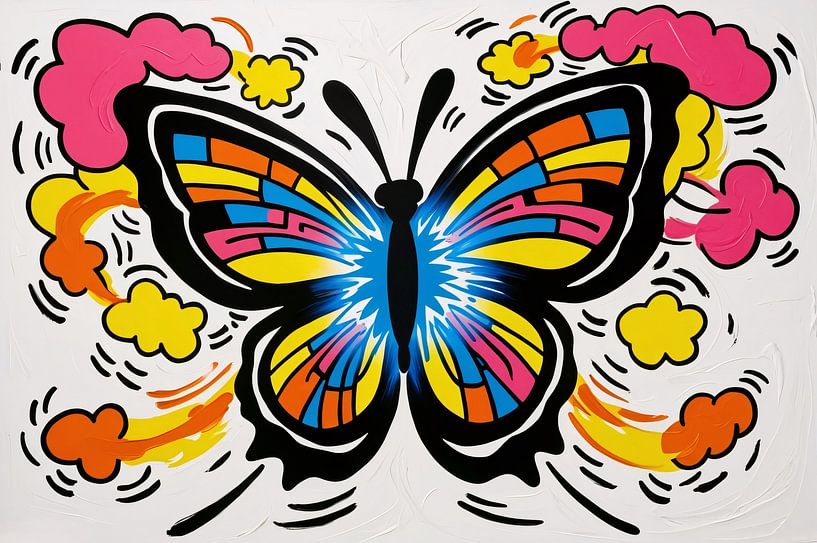 Colourful modern pop-art butterfly by Art & Soul Creations