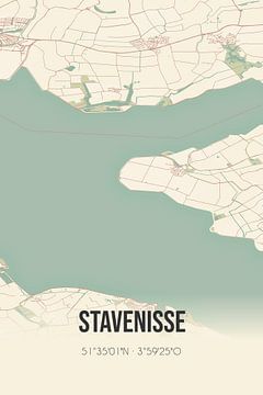 Vintage landkaart van Stavenisse (Zeeland) van MijnStadsPoster