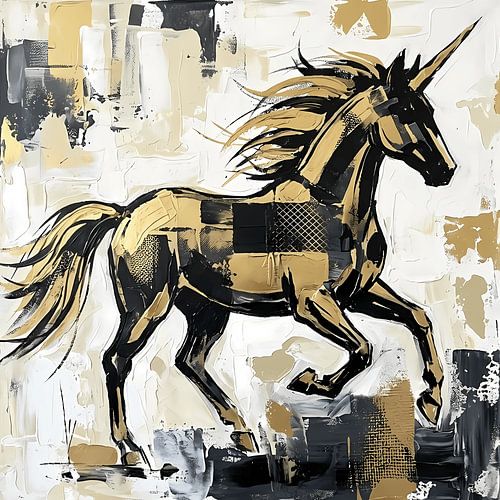 Gouden eenhoorn op weg