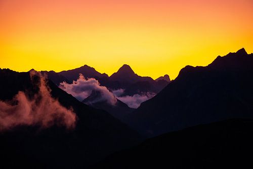 Zonsondergang boven de Dolomieten