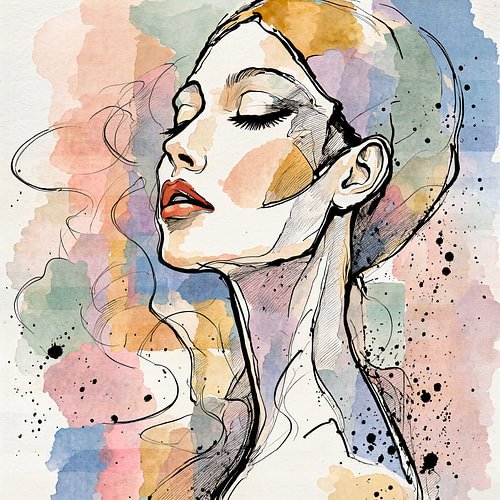 Dreaming of You – Kleurrijk Modern Vrouwenportret