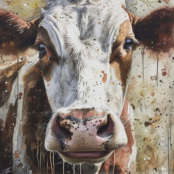 abstract farm cow by Gelissen Artworks