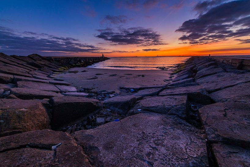 Beach at North Pier after sunset by peterheinspictures