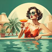 Frau am Pool