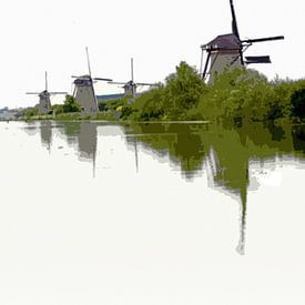 Windmühlen am Kanal von Kinderdijk von Dirk H. Wendt