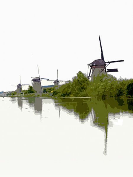 Windmühlen am Kanal von Kinderdijk von Dirk H. Wendt