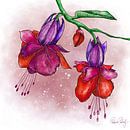 Motif de fleur - Rouge fushia et violet par Patricia Piotrak Aperçu