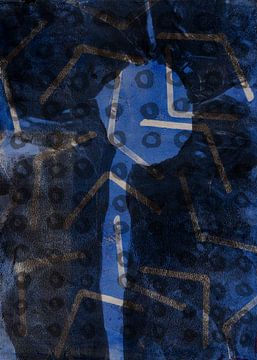 Modern abstract. Blauwe, witte en zwarte vormen. van Dina Dankers