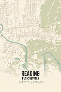 Vintage map of Reading (Pennsylvania), USA. by Rezona