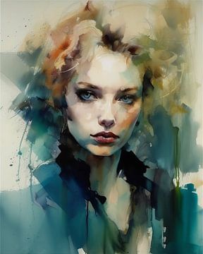 Modern portrait in watercolour by Studio Allee